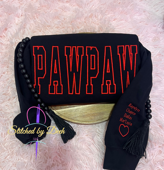 GIGI, MAWMAW & PAWPAW Crewneck W/ Sleeve Embroidery